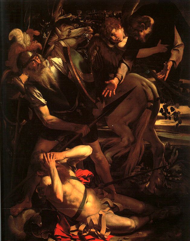 カラヴァッジョ　「聖パウロの改宗」　 1600　　Oil on cypress wood, 237 x 189 cm　　ローマ、オデスカルキ・コレクション